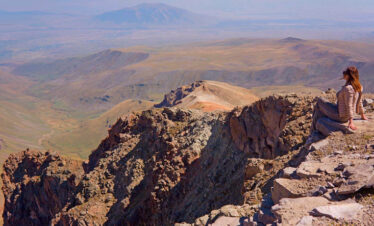 Climbing mount Aragats